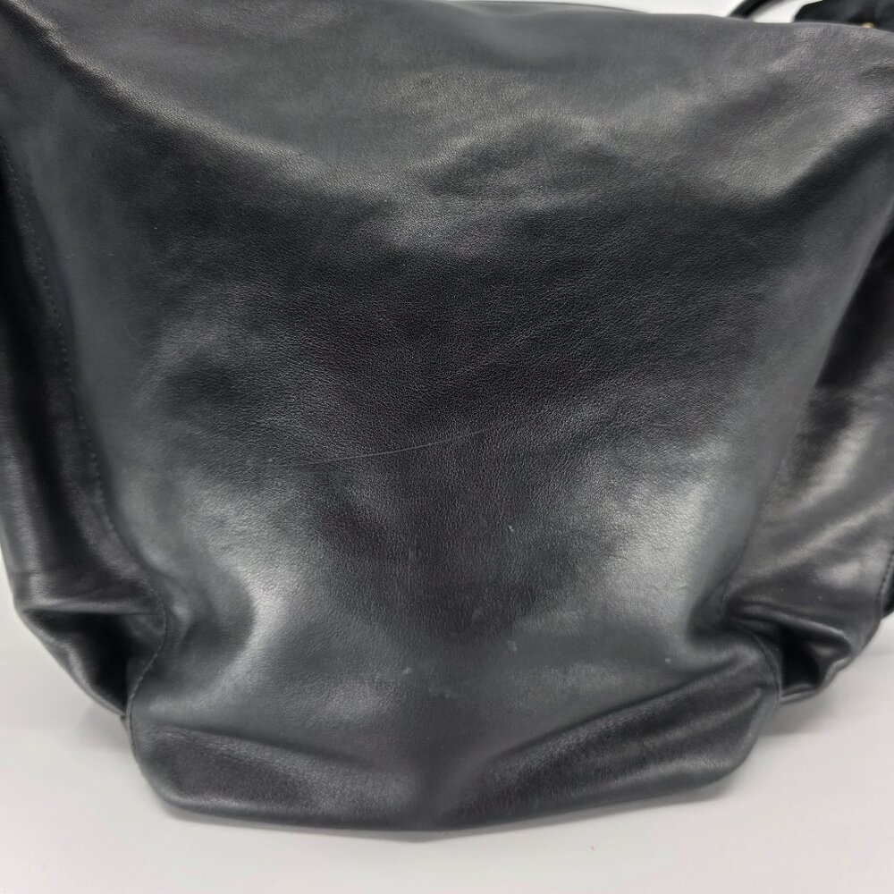 Marino Orlandi Black Leather Hobo Shoulder Bag Gold Hardware Made in Italy - Picture 9 of 16